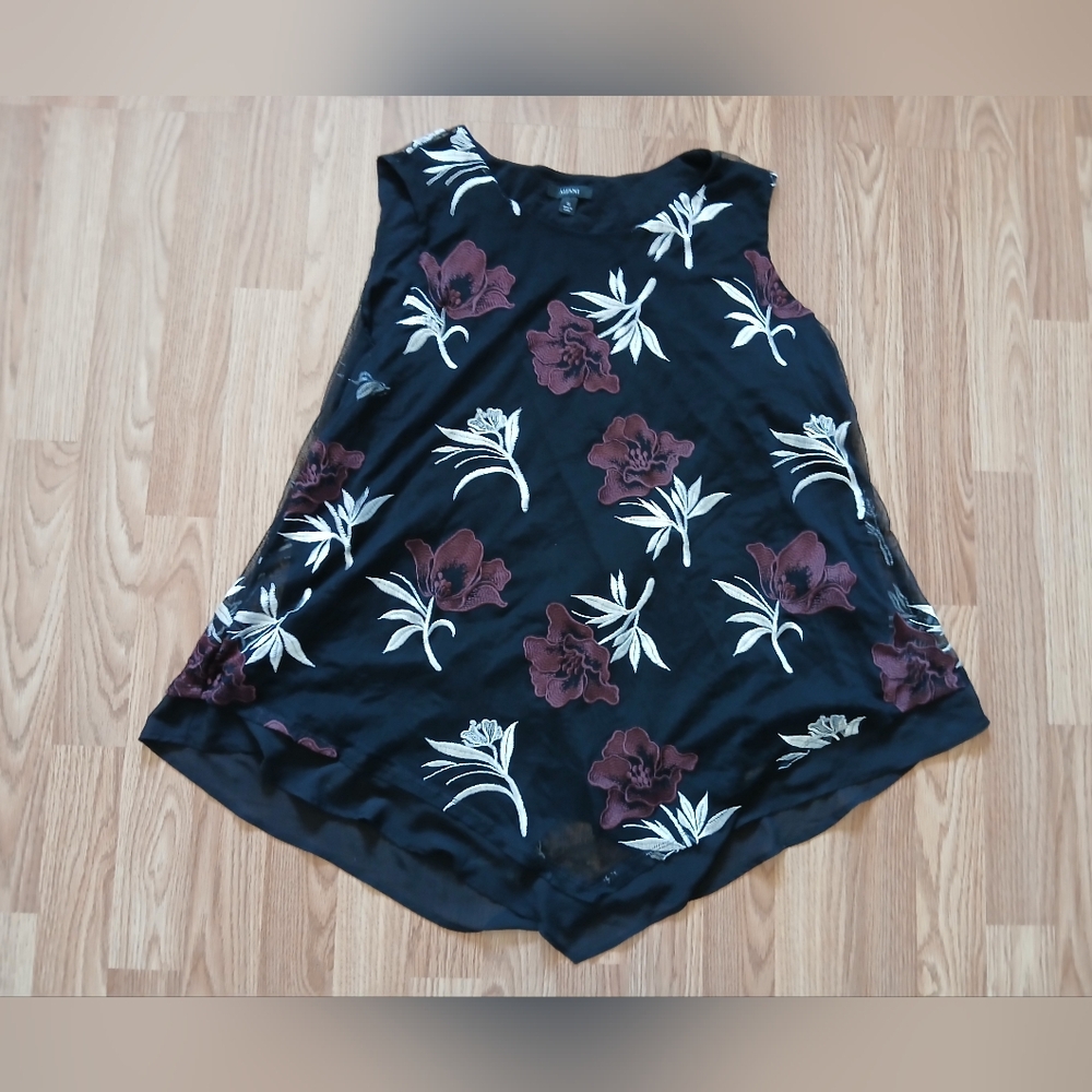 Alfani Women's Floral Sleeveless Black Top